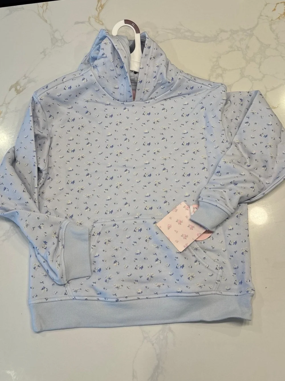 New - LoveShackFancy x Target Blue French Terry Hooded Sweatshirt Girls XL